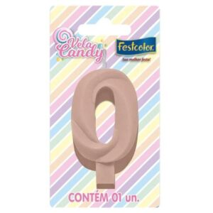 VELA FESTCOLOR CANDY NÚMERO 0 SALMÃO UNIDADE