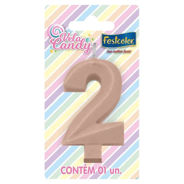 VELA FESTCOLOR CANDY NÚMERO 2 SALMÃO UNIDADE