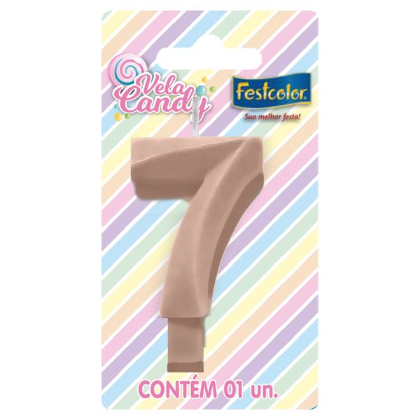 VELA FESTCOLOR CANDY NÚMERO 7 SALMÃO UNIDADE