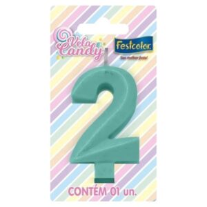 VELA FESTCOLOR CANDY NÚMERO 2 VERDE UNIDADE
