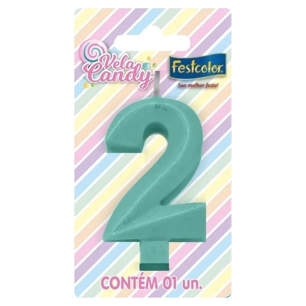 VELA FESTCOLOR CANDY NÚMERO 2 VERDE UNIDADE