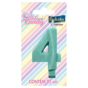 VELA FESTCOLOR CANDY NÚMERO 4 VERDE UNIDADE