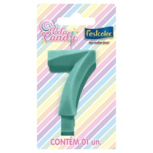 VELA FESTCOLOR CANDY NÚMERO 7 VERDE UNIDADE