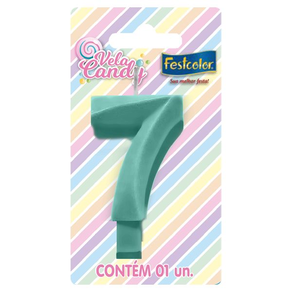 VELA FESTCOLOR CANDY NÚMERO 7 VERDE UNIDADE