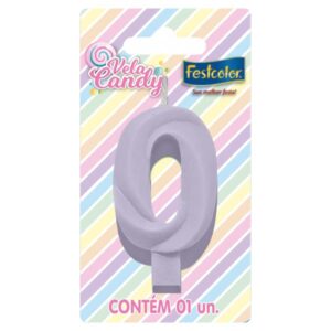 VELA FESTCOLOR CANDY NÚMERO 0 LILÁS UNIDADE