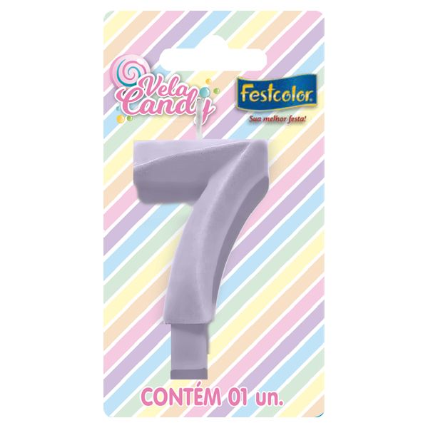 VELA FESTCOLOR CANDY NÚMERO 7 LILÁS UNIDADE