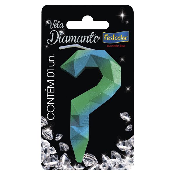 VELA FESTCOLOR DIAMANTE NÚMERO ? AZUL/VERDE UNIDADE