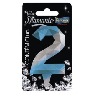 VELA FESTCOLOR DIAMANTE N2 AZUL/PRATA UND