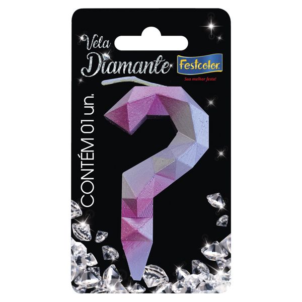 VELA FESTCOLOR DIAMANTE NÚMERO ? ROSA/PRATA UNIDADE