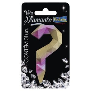 VELA FESTCOLOR DIAMANTE NÚMERO ? ROSA/DOURADA UNIDADE