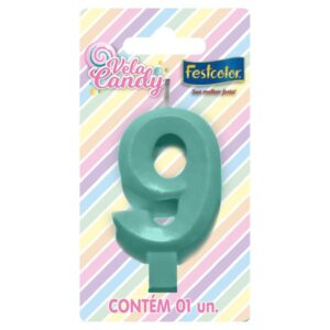 VELA FESTCOLOR CANDY NÚMERO 9 VERDE UNIDADE