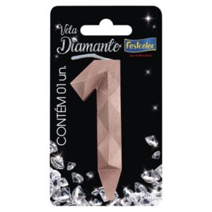 VELA FESTCOLOR DIAMANTE NÚMERO 1 ROSE GOLD UNIDADE