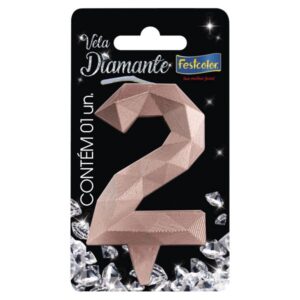 VELA FESTCOLOR DIAMANTE NÚMERO 2 ROSE GOLD UNIDADE