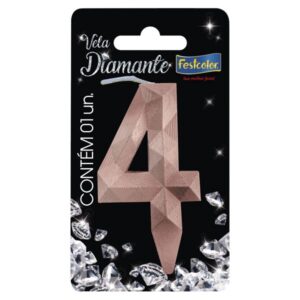 VELA FESTCOLOR DIAMANTE NÚMERO 4 ROSE GOLD UNIDADE