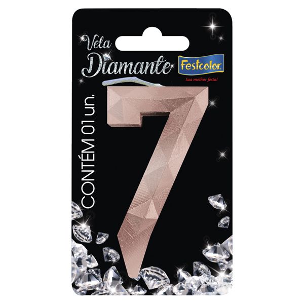 VELA FESTCOLOR DIAMANTE NÚMERO 7 ROSE GOLD UNIDADE