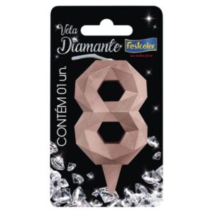 VELA FESTCOLOR DIAMANTE NÚMERO 8 ROSE GOLD UNIDADE