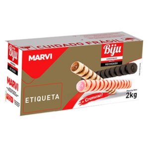 ROLO WAFFER MARVI RECHEADO MORANGO COM 2KG