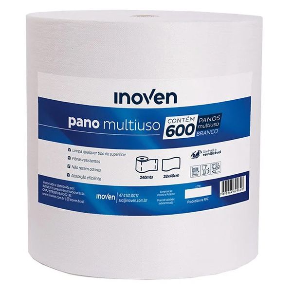 PANO MULTIUSO ROLO INOVEN 28X40 BRANCO COM 240 METROS