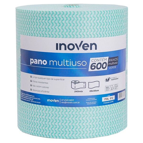 PANO MULTIUSO ROLO INOVEN 28X40 VERDE COM 240 METROS