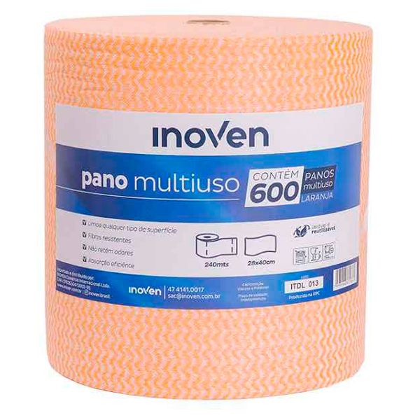 PANO MULTIUSO ROLO INOVEN 28X40 LARANJA COM 240 METROS