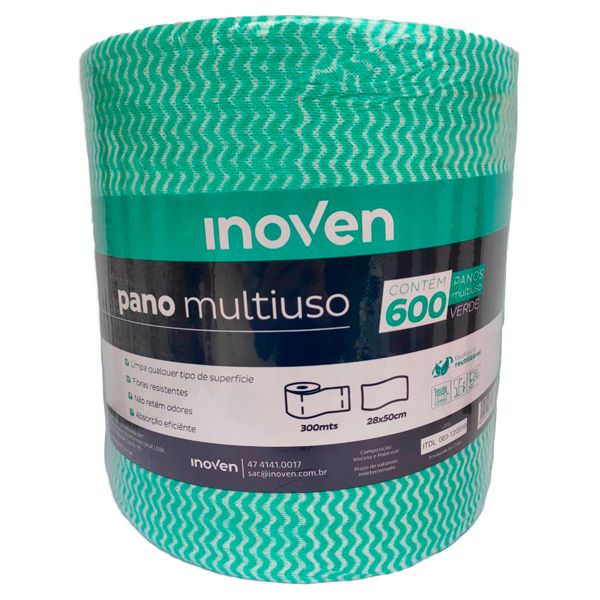PANO MULTIUSO ROLO INOVEN 28X50 VERDE COM 300 METROS