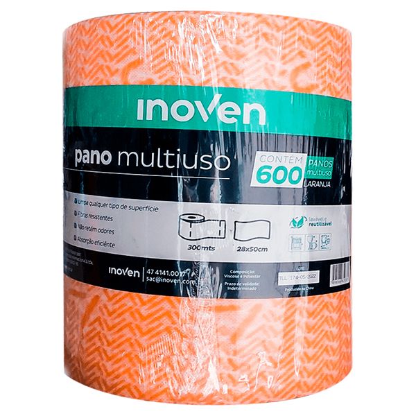 PANO MULTIUSO ROLO INOVEN 28X50 LARANJA COM 300 METROS