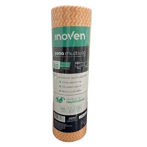 PANO MULTIUSO ROLO INOVEN 28X50 LARANJA COM 25 METROS