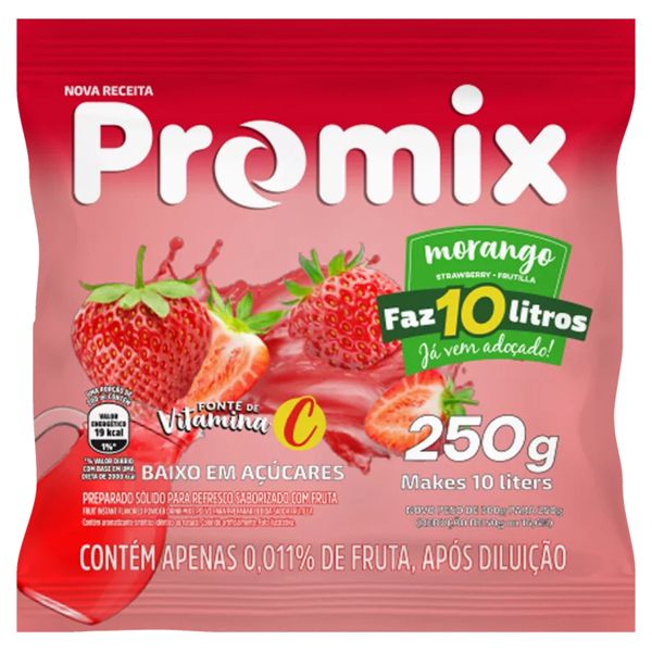 REFRESCO PÓ PROMIX 250G/10L MORANGO