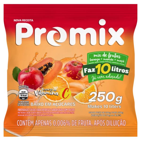 REFRESCO PÓ PROMIX 250G/10L SALADA DE FRUTA