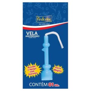 VELA FESTCOLOR ANIVERSÁRIO NÚMERO 1 AZUL UNIDADE