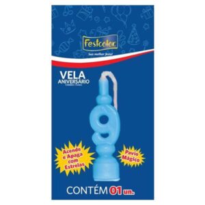 VELA FESTCOLOR ANIVERSÁRIO NÚMERO 9 AZUL UNIDADE