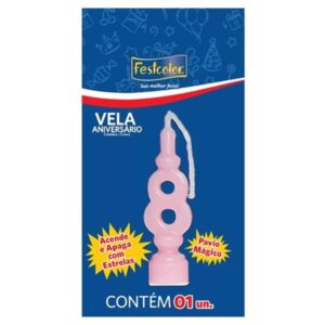 VELA FESTCOLOR ANIVERSÁRIO NÚMERO 8 ROSA UNIDADE