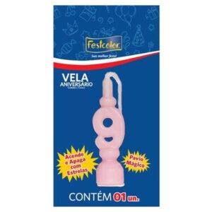 VELA FESTCOLOR ANIVERSÁRIO NÚMERO 9 ROSA UNIDADE