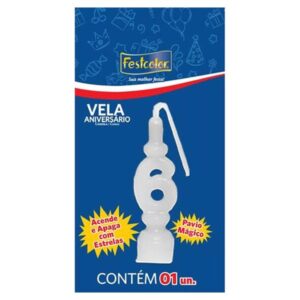 VELA FESTCOLOR ANIVERSÁRIO NÚMERO 6 BRANCA UNIDADE