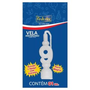 VELA FESTCOLOR ANIVERSÁRIO NÚMERO 9 BRANCA UNIDADE