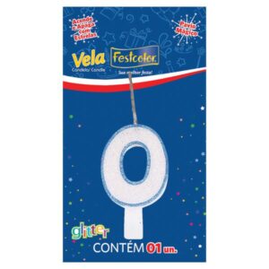 VELA FESTCOLOR GLITTER NÚMERO 0 AZUL UNIDADE
