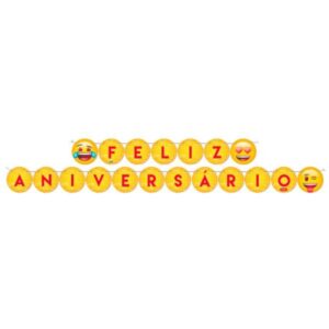 FAIXA FELIZ ANIVERSÁRIO EMOJI 104760