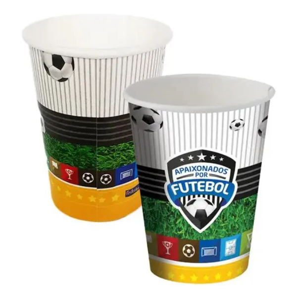COPO PAPEL FESTCOLOR 200ML APAIXONADOS POR FUTEBOL COM 8