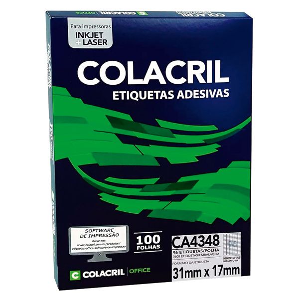 ETIQUETA ADESIVA COLACRIL 17,00MMX31,00MM COM 100X96