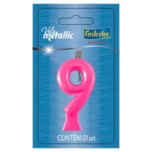 VELA FESTCOLOR METALLIC NÚMERO 9 PINK UNIDADE