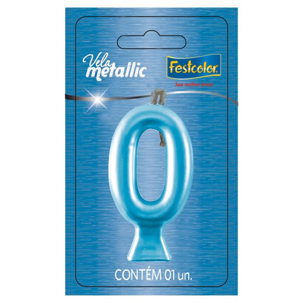 VELA FESTCOLOR METALLIC NÚMERO 0 AZUL UNIDADE