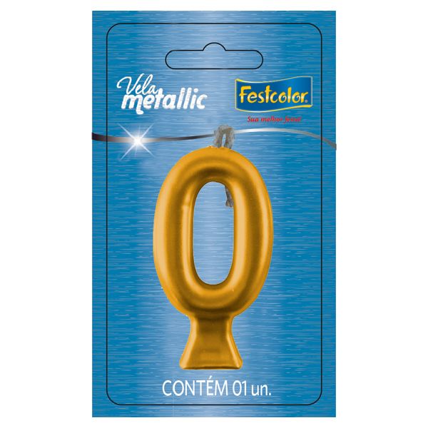 VELA FESTCOLOR METALLIC NÚMERO 0 OURO UNIDADE