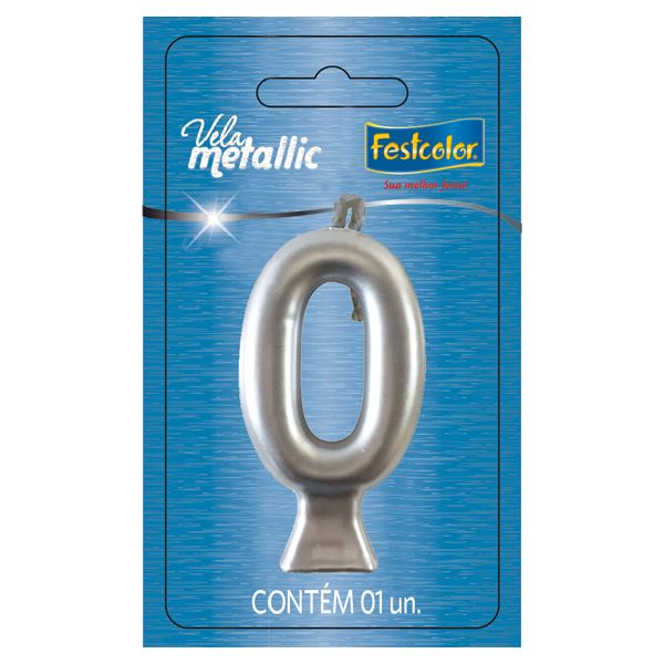 VELA FESTCOLOR METALLIC NÚMERO 0 PRATA UNIDADE