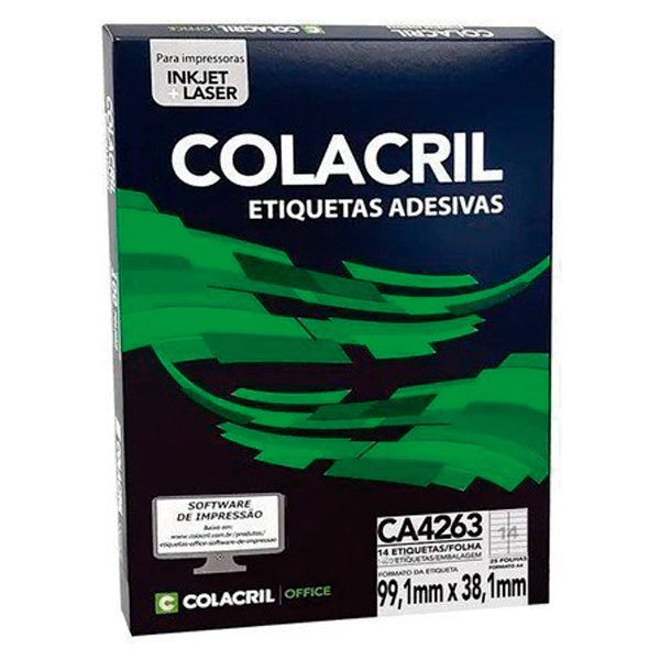 ETIQUETA ADESIVA COLACRIL 99,10MMX38,10MM COM 100X14