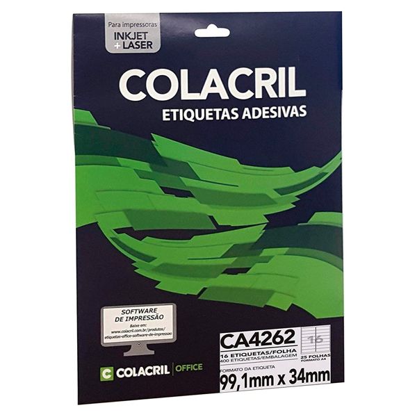 ETIQUETA ADESIVA COLACRIL 99,10MMX34,00MM COM 100X16