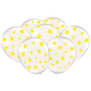 BALÃO FESTCOLOR NEON BRANCO ESTRELAS AMARELAS COM 25