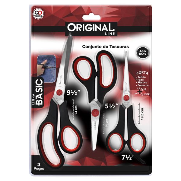 TESOURA ORIGINAL 9/7/5 BASIC COM 3 UNIDADES