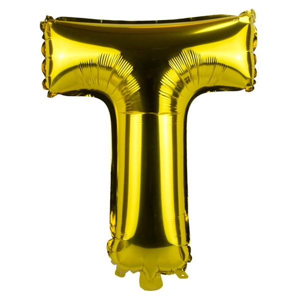 BALÃO GALA 28` 71CM LETRA T DOURADO PACOTE COM 1