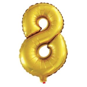 BALÃO GALA 16` 40CM NÚMERO 8 DOURADO PACOTE COM 1