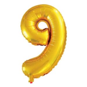 BALÃO GALA 16` 40CM NÚMERO 9 DOURADO PACOTE COM 1